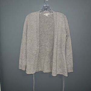 Sarah Spencer Lambs Wool and Angora Blend Open Front Tie Cardigan Size Medium